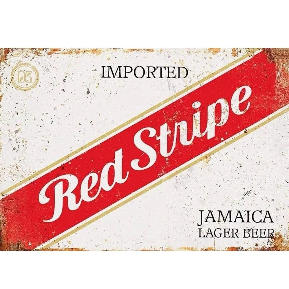 TIN SIGN 8x12 new Red Stripe beer lager Jamaica bar pub man cave garage